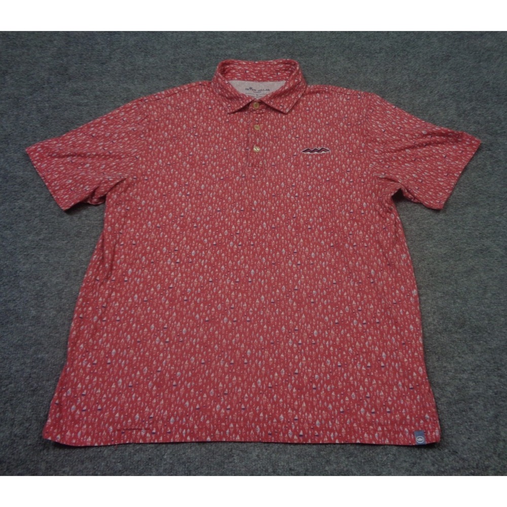 Peter Millar Shirt Mens M Red Seaside Polo Regatta Sailboat AOP Pima Cotton - Picture 1 of 11